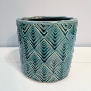 Textured Ceramic Planter Teal Aqua